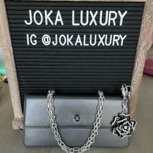 SOLD CHANEL CC Metallic Grey Crossbody Wallet